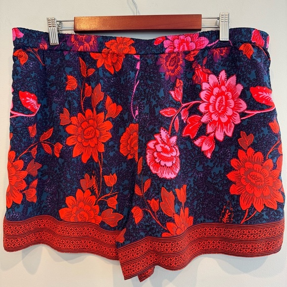 Anthropologie Red and Blue Floral High Waist Shorts - Picture 5 of 9